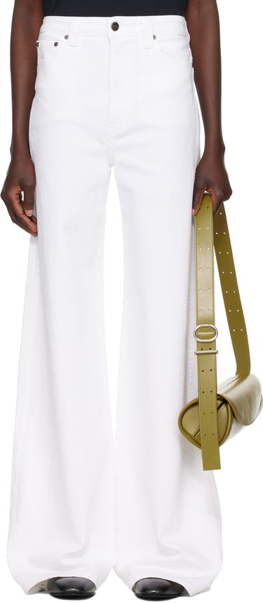 Džínsy Khaite Dane High-Waisted Wide-Leg Flared Stretch Jeans Biela | 1170902100, 0