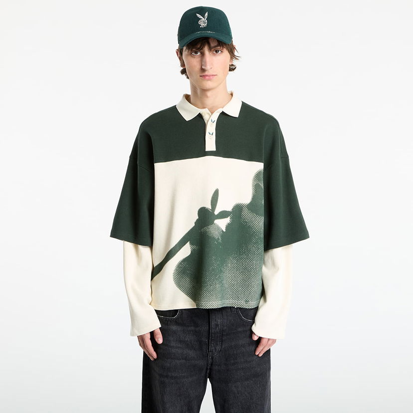 Tričko Footshop Playboy x FTSHP Double Sleeve Polo UNISEX Green Zelené | FTSHP_507