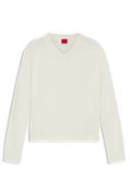 Wool Blend V-Neck Sweater with Logo