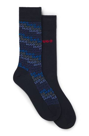 Ponožky BOSS Two-pack regular-length socks with logo details Navy | 50546706, 0