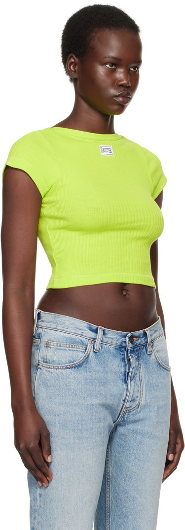 Crop Top Jean Paul Gaultier Jean Paul Gaultier 'The Patch' Cropped Ribbed T-Shirt Zelené | 25/33-F-TS105P-J054-44, 1