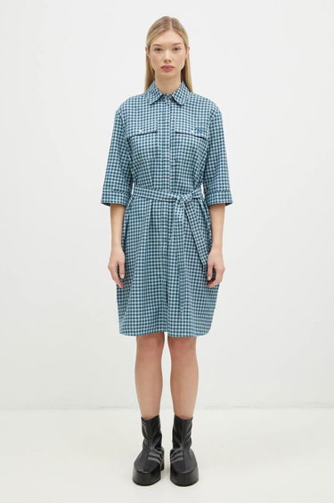 Šaty MAISON KITSUNÉ Maison Kitsuné Double Pocket Mini Oversize Dress Modrá | NW01620WC5015, 0