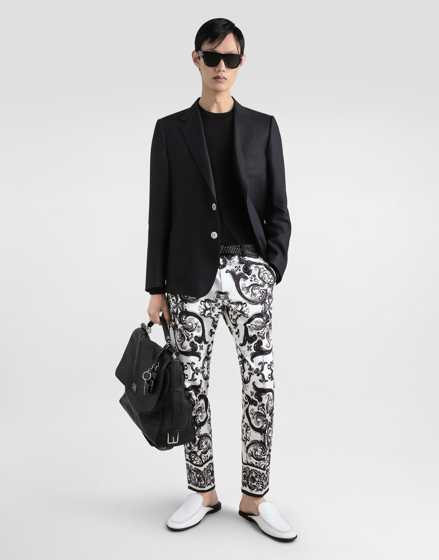 Nohavice Dolce & Gabbana Dolce & Gabbana Majolica-Print Trousers Biela | GYK9ETFPFSNHX5DQ, 1