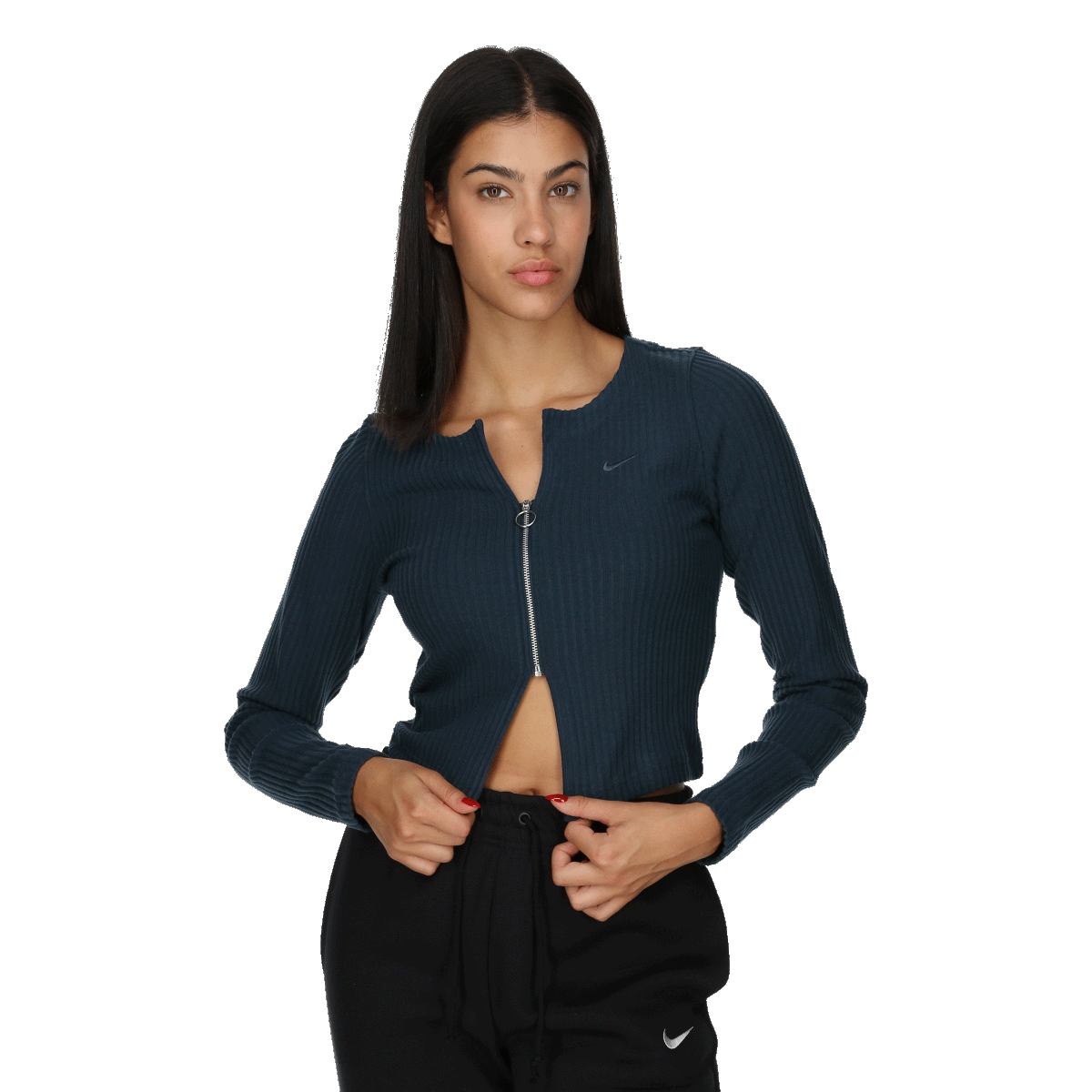 Sveter Nike Nike Sportswear Knit Rib Zip Cardigan Navy | FN3682-478, 0