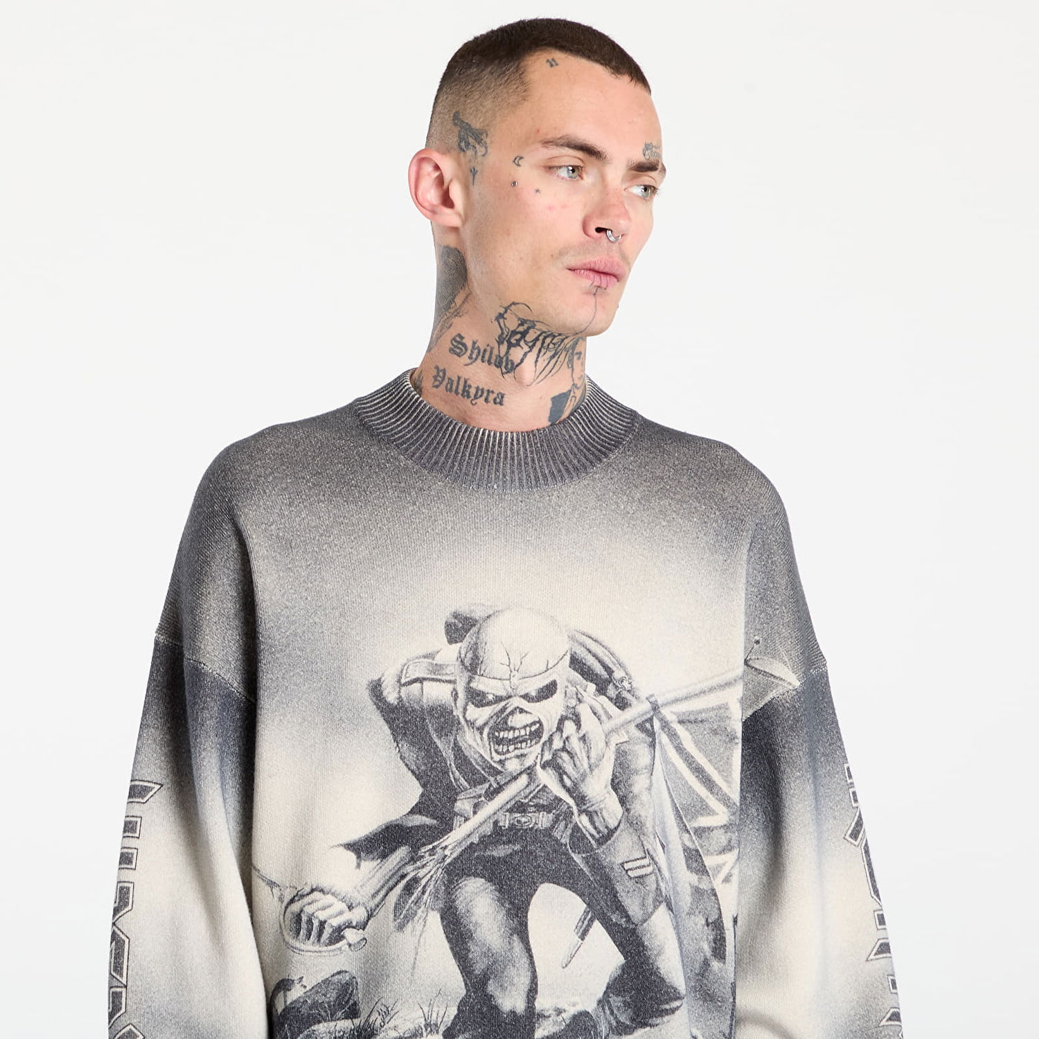 Sveter Represent Clo REPRESENT x Iron Maiden Trooper Knit Sweater Šedá | MLM100574-46, 1