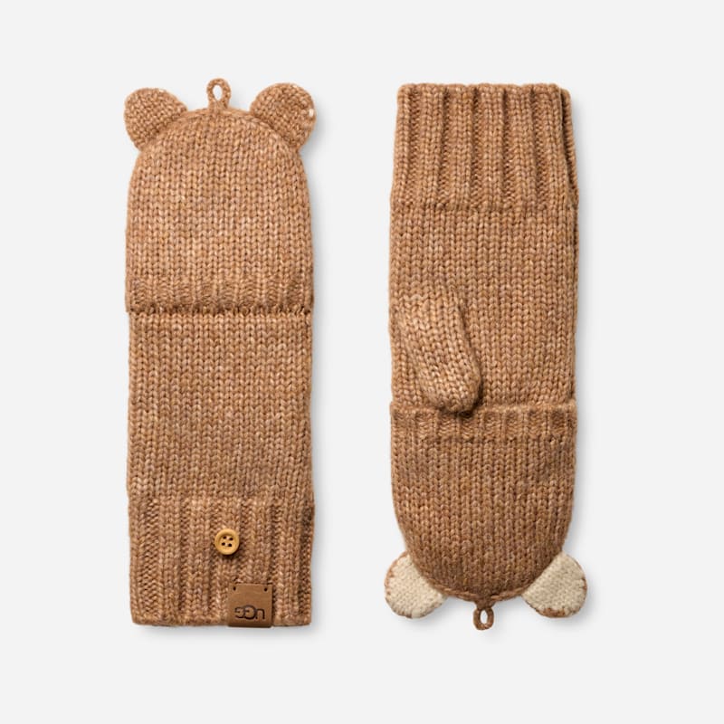 Rukavice UGG UGG® Kids' Bear Knit Mittens Hnedá | 103095-CAM, 1