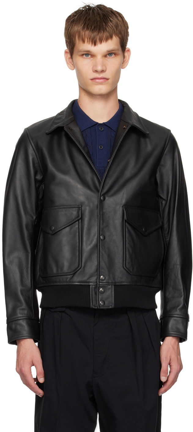Bomber bunda BEAMS BEAMS PLUS Military Leather Bomber Jacket Čierna | 3818-0018-202, 0
