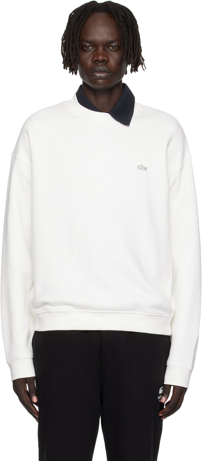 Mikina Lacoste Loose Fit Heavy Fleece Sweatshirt Biela | SH7745_70V