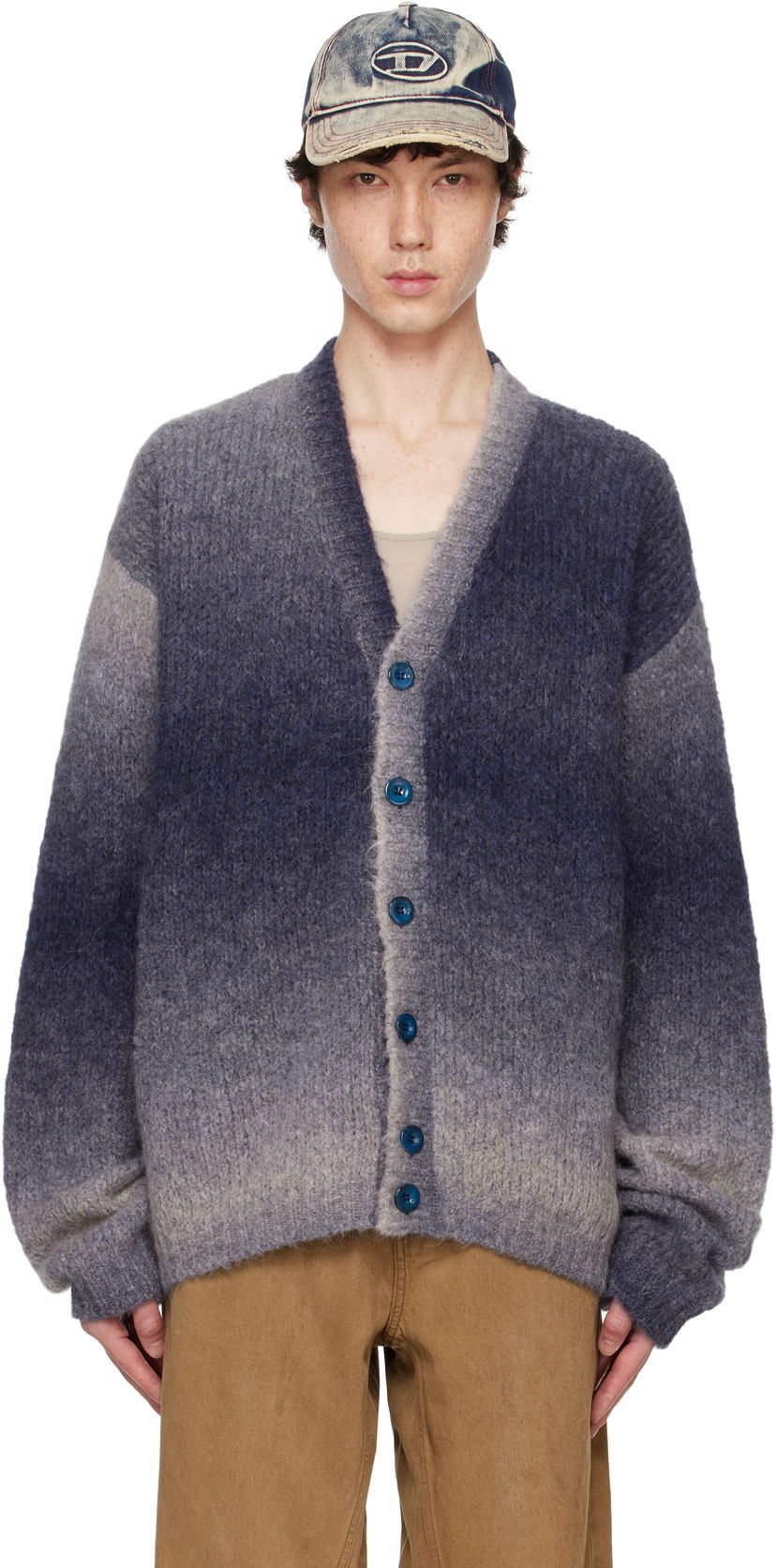 Sveter Diesel Gradient Knit Cardigan Modrá | A14915-0WFBT-8MS