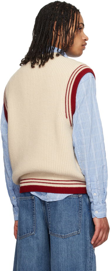 Sveter AMI AMI Paris Wool Ribbed V-Neck Vest Béžová | UKS768.KN0068, 2