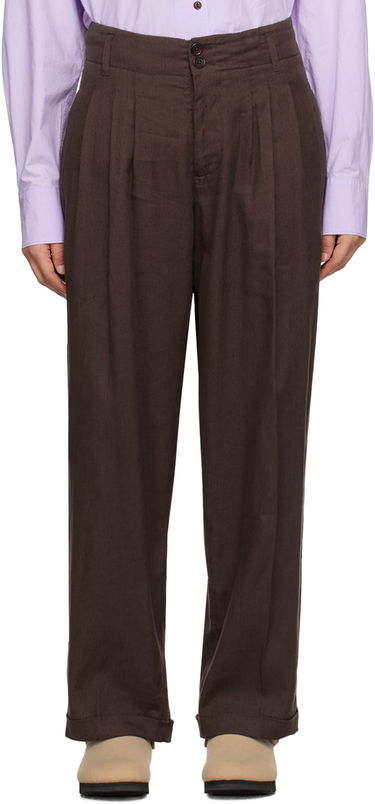 Nohavice YMC YMC Keaton Pleated Trousers Hnedá | Q4UMI, 0