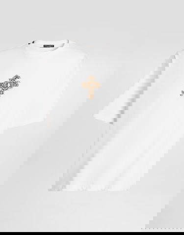 Tričko Dolce & Gabbana Cotton T-shirt With Embellished Cross Patch Biela | G8PB8ZG7O4HW0800, 0