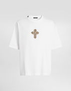 Cotton T-shirt With Embellished Cross Patch