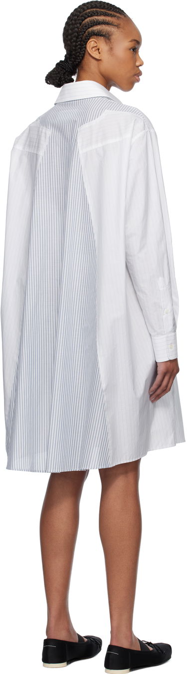 Šaty Maison Margiela MM6 Maison Margiela Spliced Striped Cotton Poplin Midi Shirt Dress Biela | S52DD0059 M35252, 2