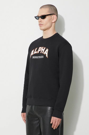 Mikina Alpha Industries Alpha Industries College Print Sweatshirt Čierna | 146301, 3