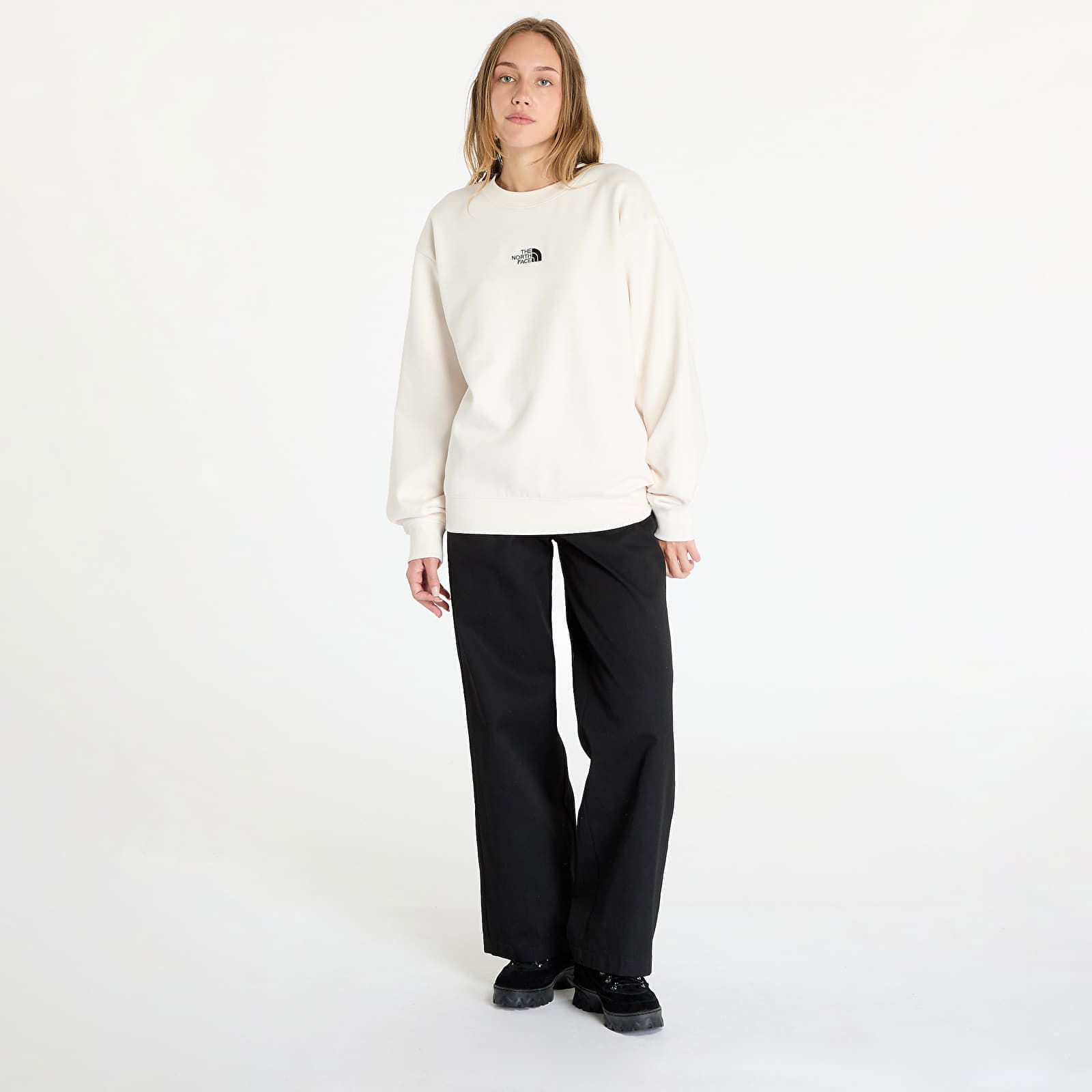 Sweatshirt W Essential Oversize Crew White Dune XS