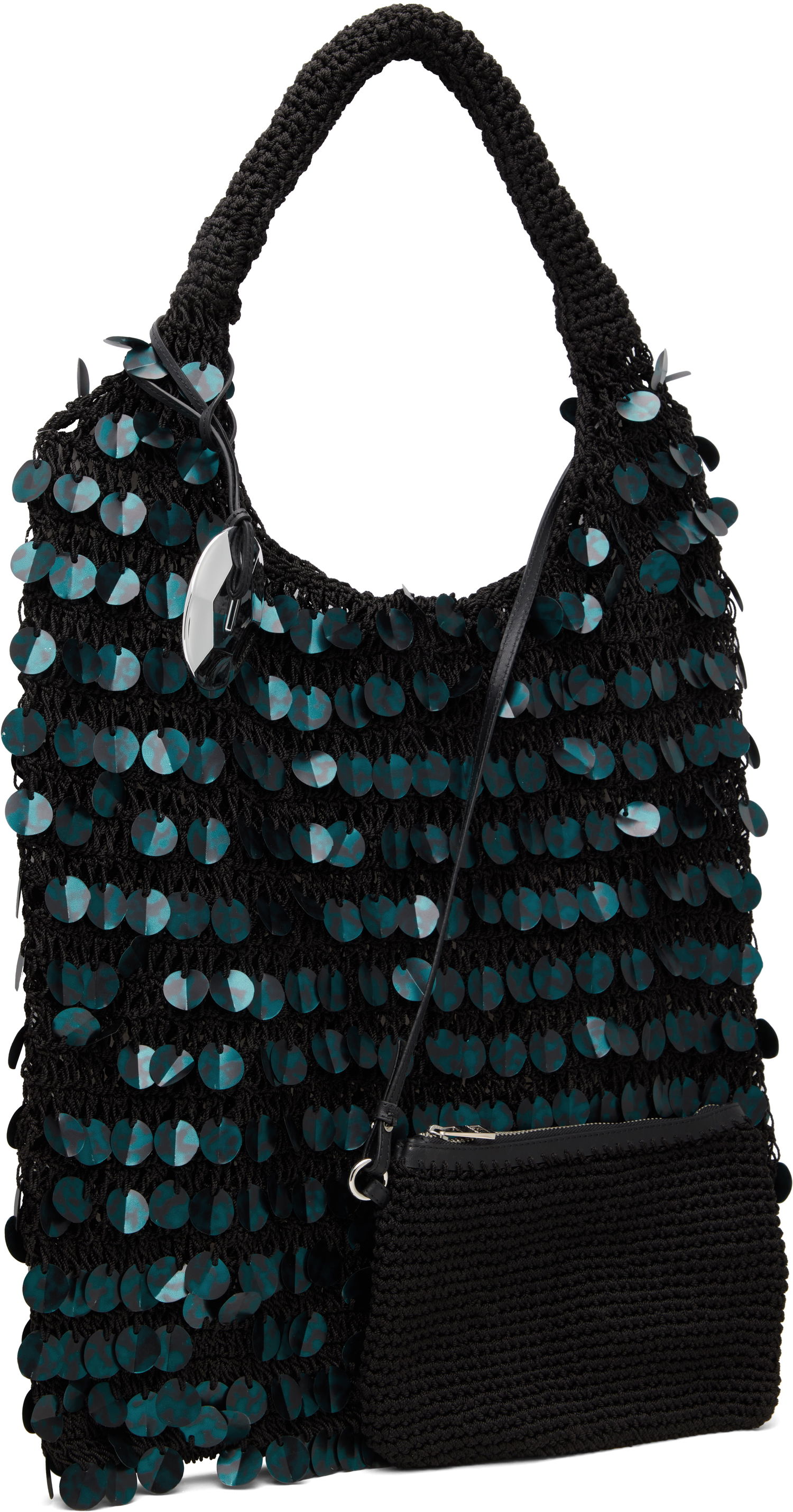 Tote bag JW Anderson JW Anderson Crochet Sequin Shoulder Bag Čierna | HB0729-FA0447, 1