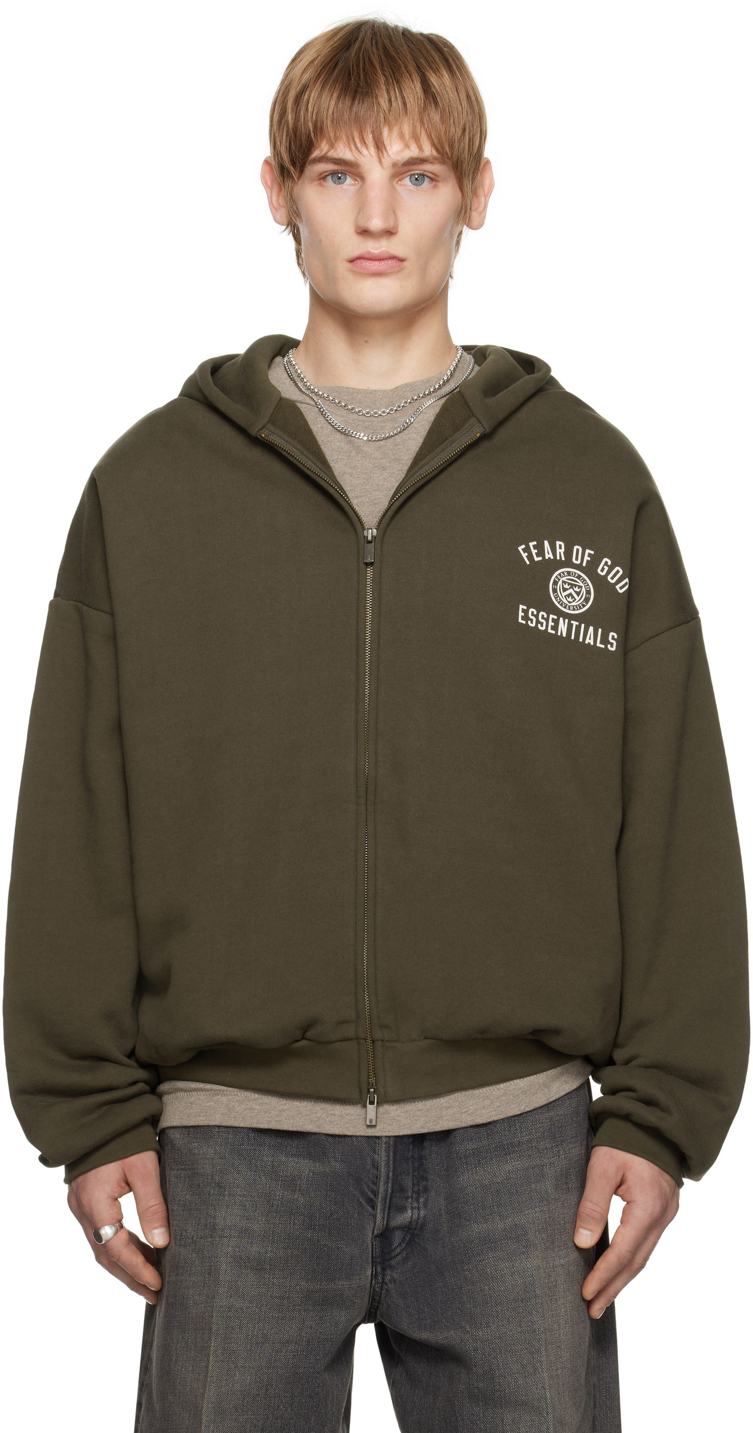 Mikina Fear of God Fear of God ESSENTIALS Heavy Fleece Full Zip Hoodie Zelené | 192HO246245F, 0