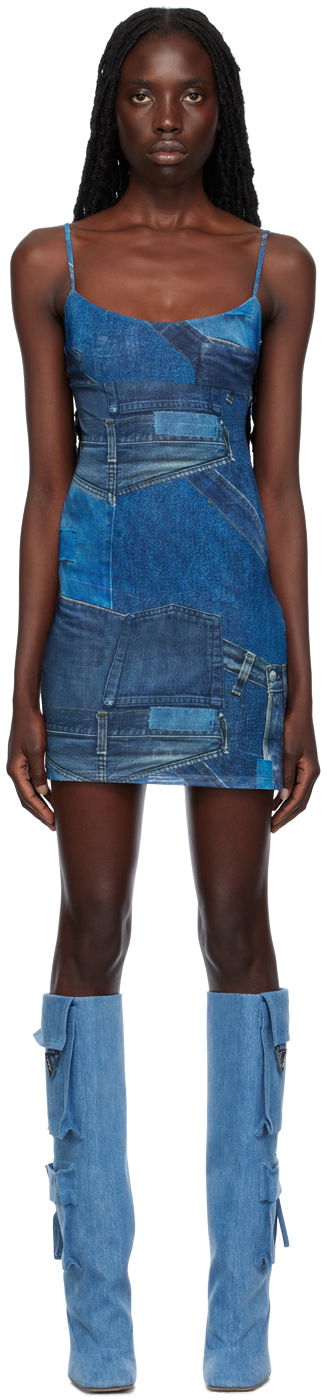 Šaty Miaou Miaou Anya Denim Print Mini Dress Modrá | 5026PM1DEN, 0