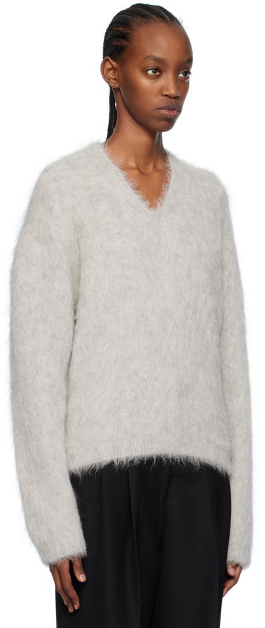 Sveter TOTEME Petite V-Neck Sweater Šedá | 241-WRT1032-YA0013, 1