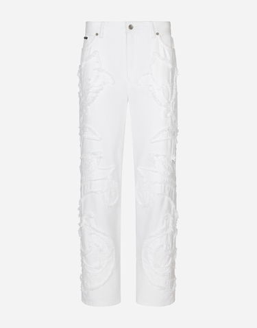 Džínsy Dolce & Gabbana Embroidered Boyfriend Jeans Biela | FTCGNZG8LC6S9001, 0
