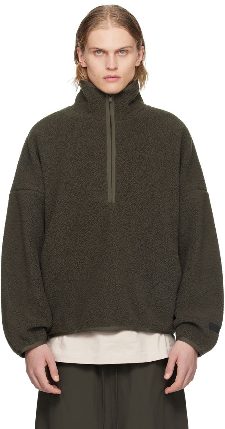 Mikina Fear of God Fear of God ESSENTIALS Half-Zip Fleece Pullover Zelené | 202SP244270F, 0