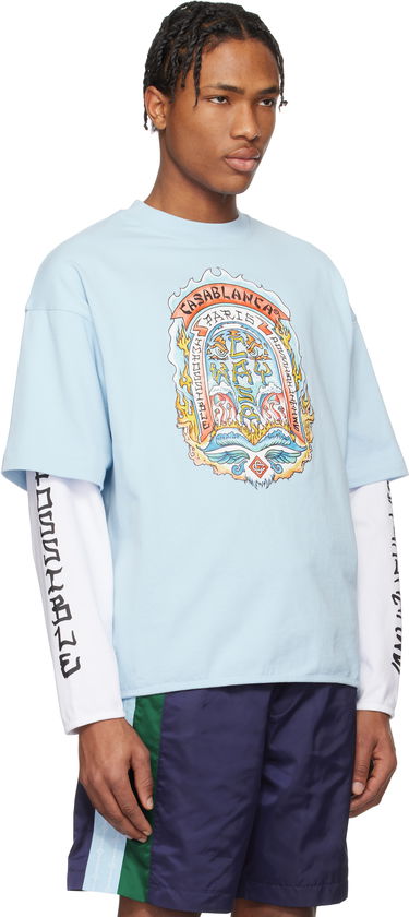 Tričko Casablanca Casablanca 'Casa Way' Skate Double Layer T-Shirt Modrá | MS25-JTP-348-01, 1