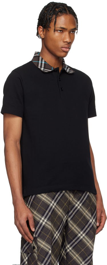 Polo tričko Burberry Burberry Cotton Polo with Plaid Collar Čierna | 8103865, 1