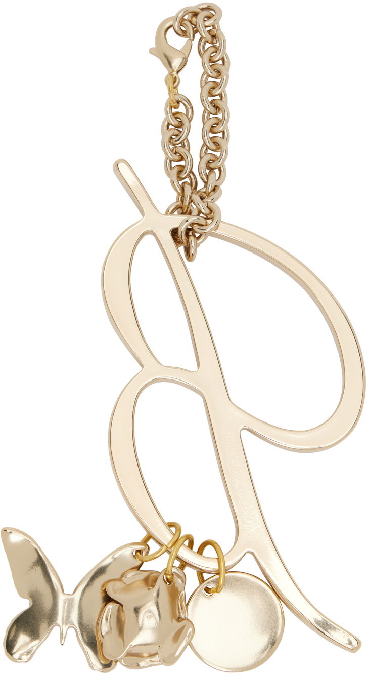 Blumarine Logo Letter "B" Keychain with Rose and Butterfly Charms