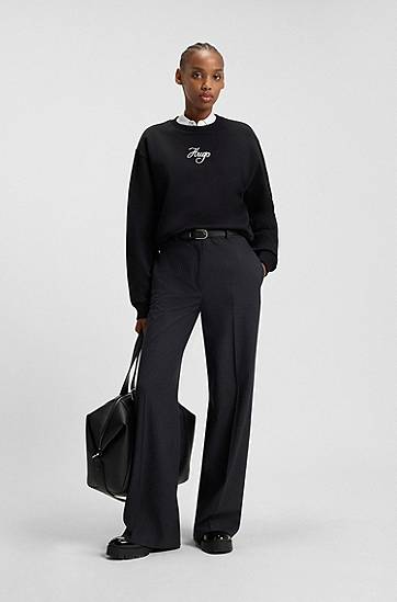 Mikina BOSS Oversized-Fit Cotton-Terry Sweatshirt with Glitter Logo by HUGO Čierna | 50550149, 1