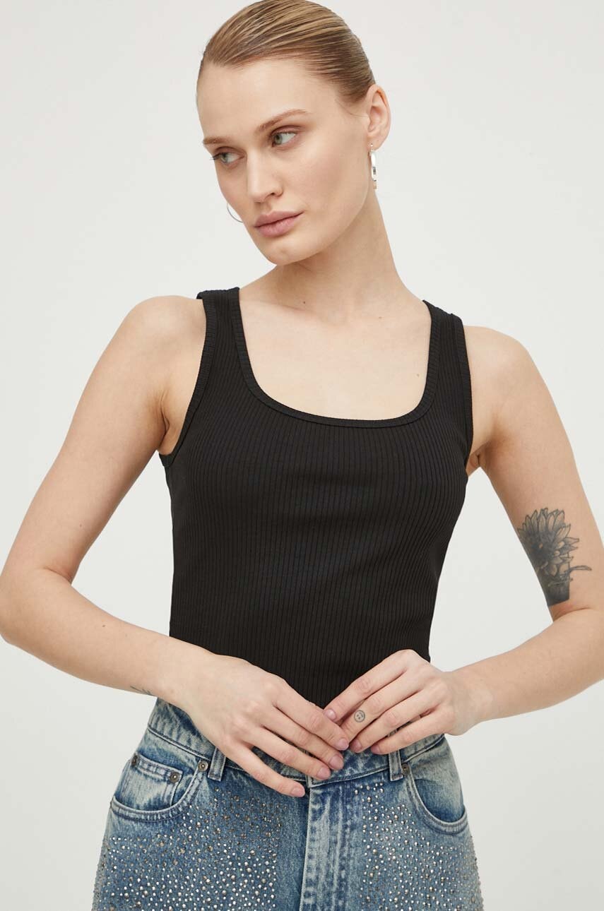 Tielko Samsoe Samsoe Samsoe Samsoe SAAMANZA Ribbed Square Neck Tank Top Čierna | F10000006, 0