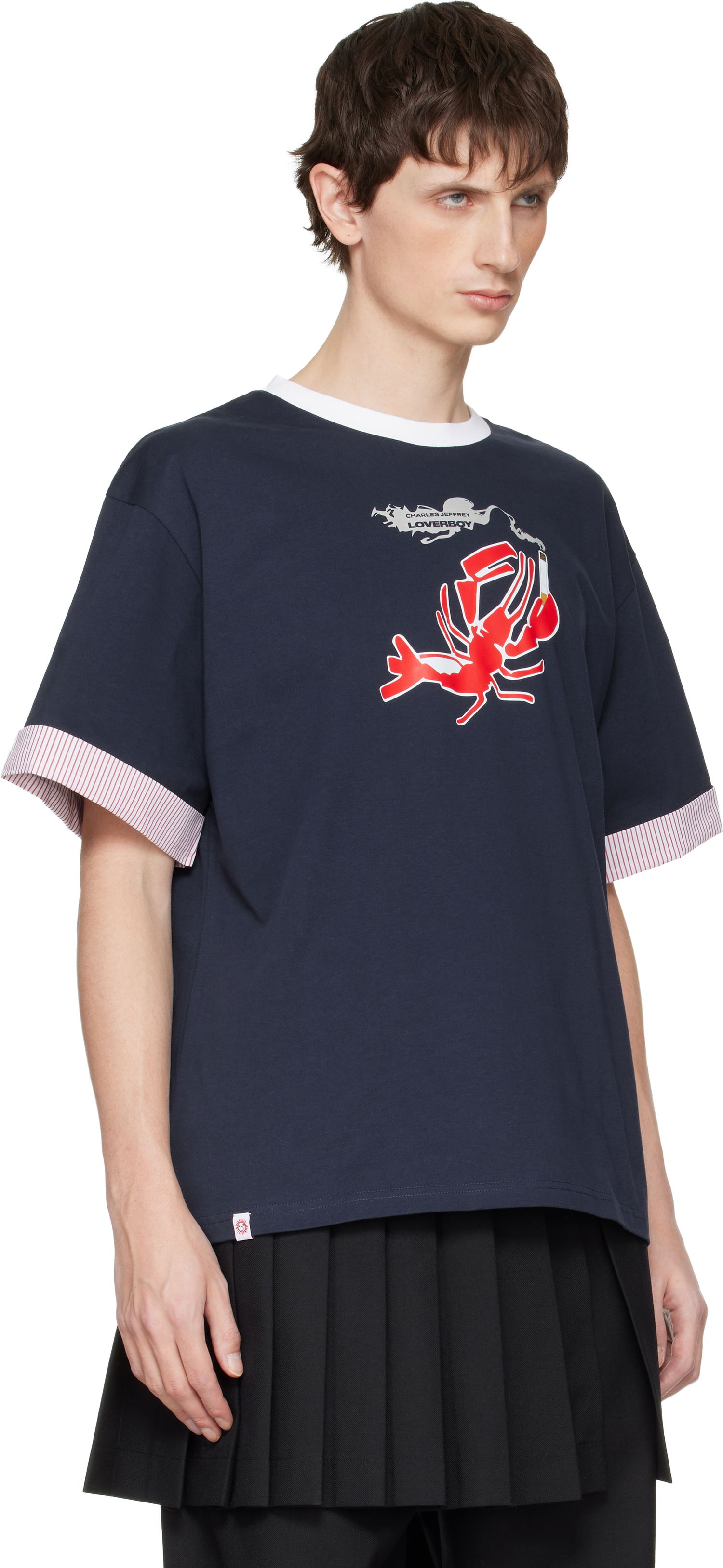 Tričko Charles Jeffrey Loverboy Charles Jeffrey LOVERBOY Turn Up Lobster Print T-shirt Navy | 052080502, 1