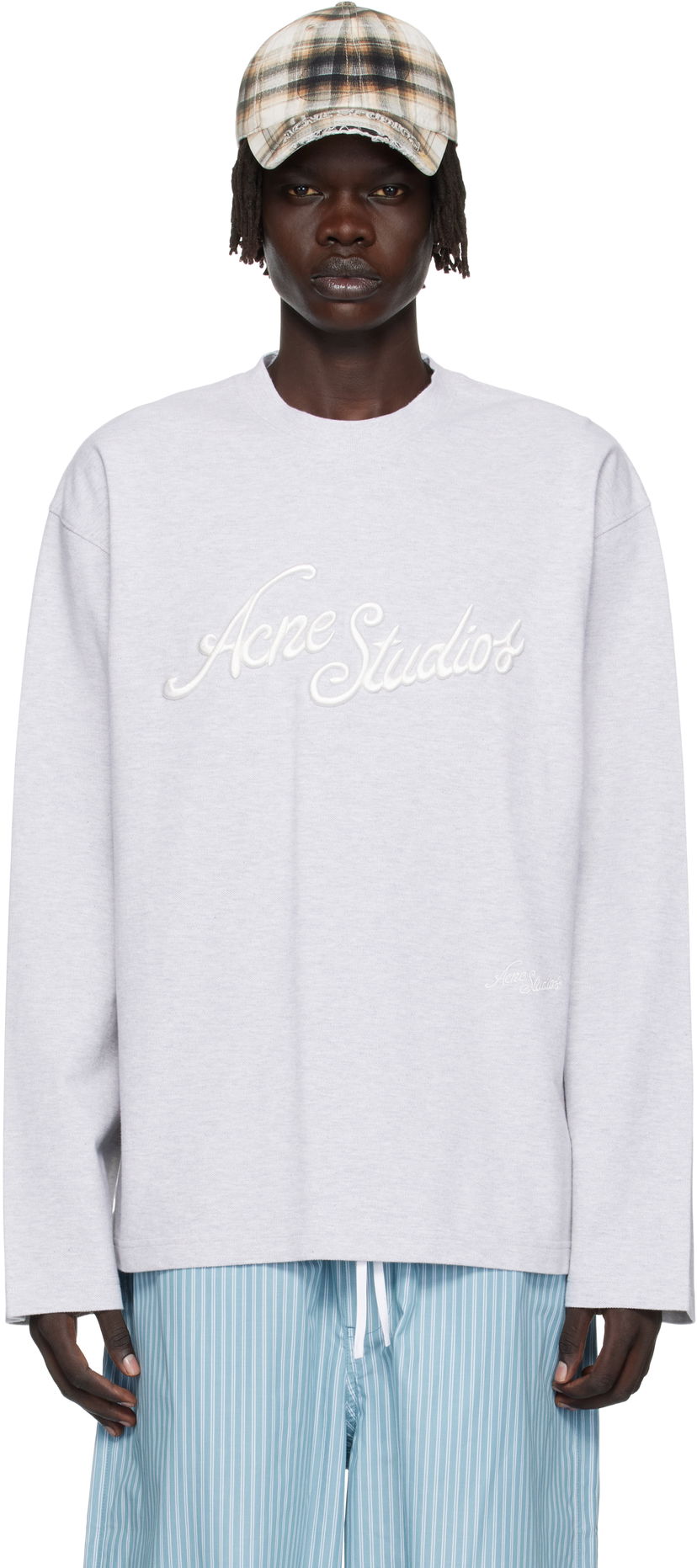 Tričko Acne Studios Acne Studios Embroidered-Logo T-Shirt Šedá | CL0369-
