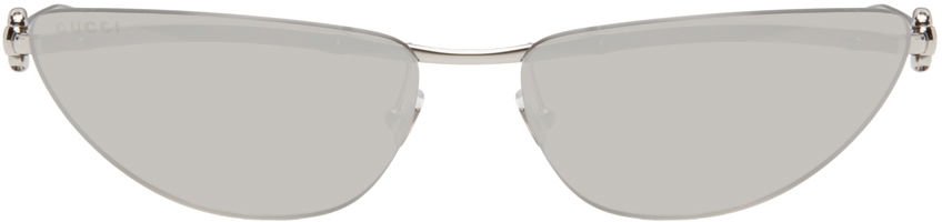 Slnečné okuliare Gucci Silver Cat-Eye Sunglasses Metalická | GG1701S-002, 0