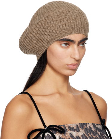 Baretka GANNI GANNI Wool Rib Knit Beret Hnedá | A6236, 1