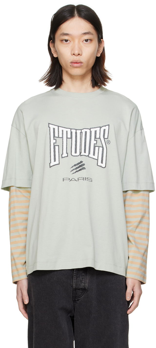 Tričko Études Études Boxing Pigeon Long Sleeve T-Shirt Zelené | E24MM182A00741, 0