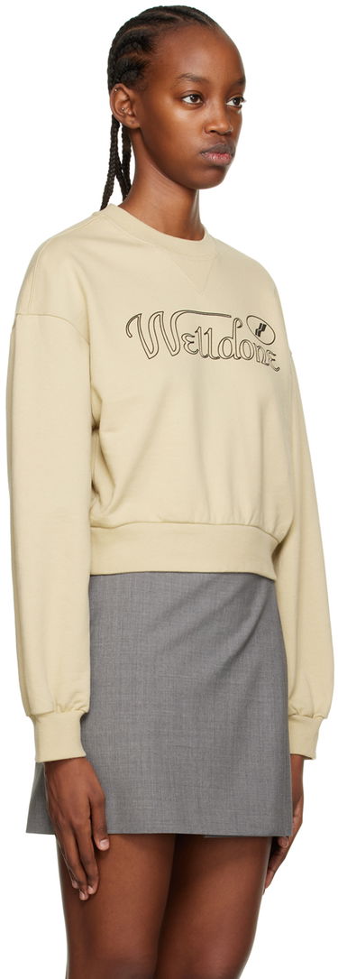 Mikina We11done Cursive Crop Sweatshirt Béžová | WD-TS3-22-860-W-BG, 1