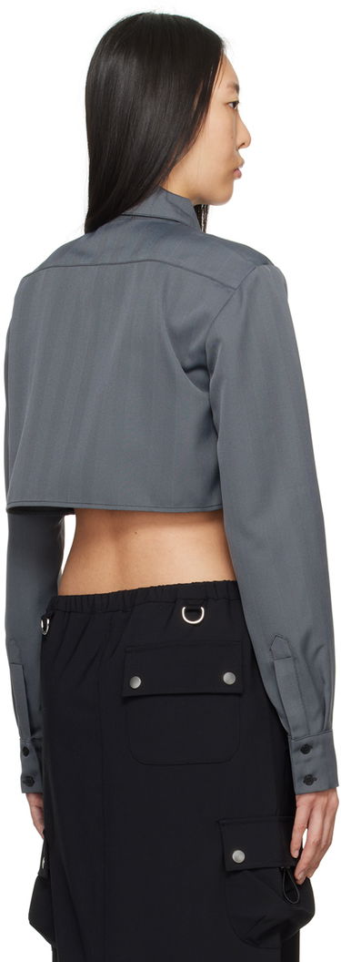 Košeľa Coperni Coperni Long Sleeve Collared Button-Up Cropped Shirt Šedá | COPCH27823, 2