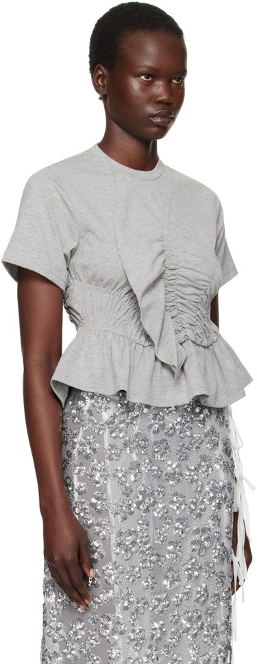 Tričko Cecilie Bahnsen Cecilie Bahnsen Ace Ruched Peplum T-Shirt Šedá | 4.24RTW11001 ACE TOP, 1