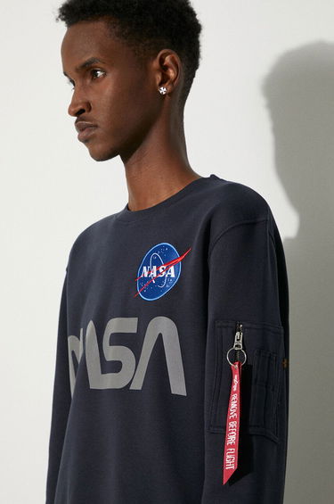 Mikina Alpha Industries NASA Reflective Crew Sweat Navy | 178309-07, 4