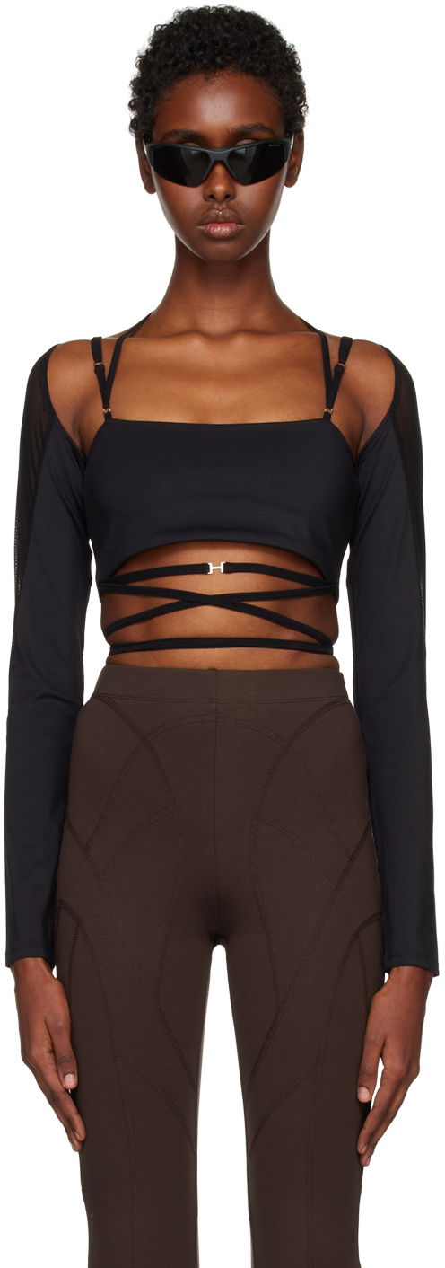 Tielko HELIOT EMIL Alike Long Sleeve Wrap Top Čierna | AW22_W_13_030_M08_BLK01, 0