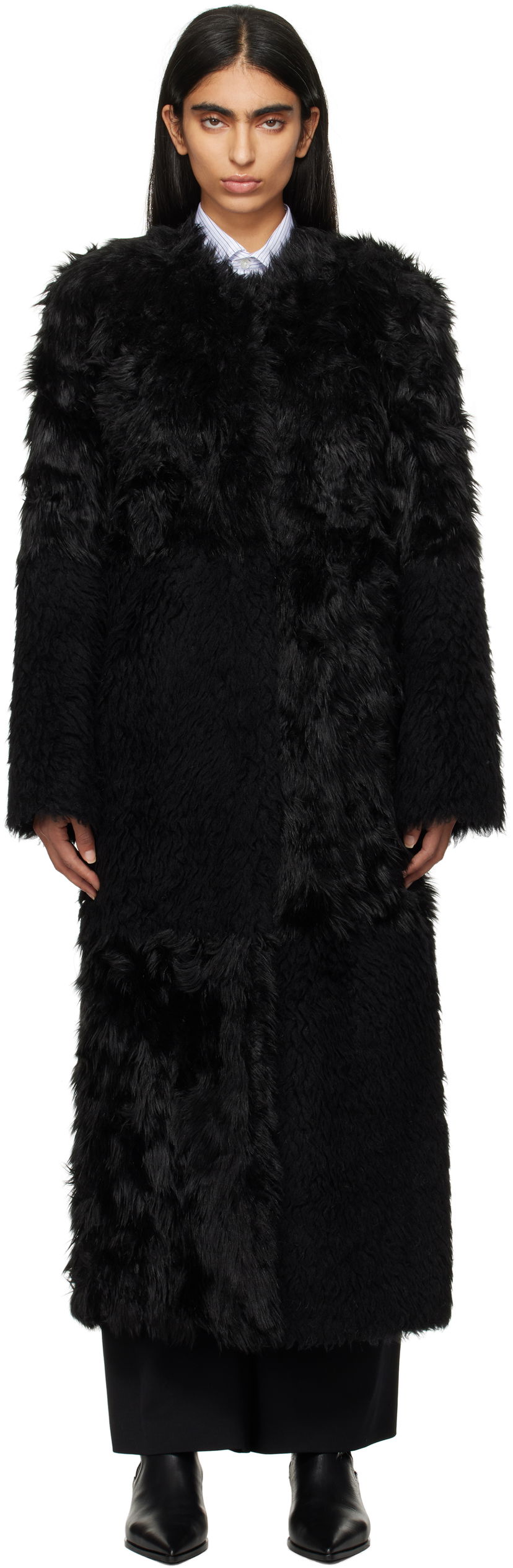 Kabáty STAND STUDIO Faux-Fur Long Coat Čierna | 62266-9390