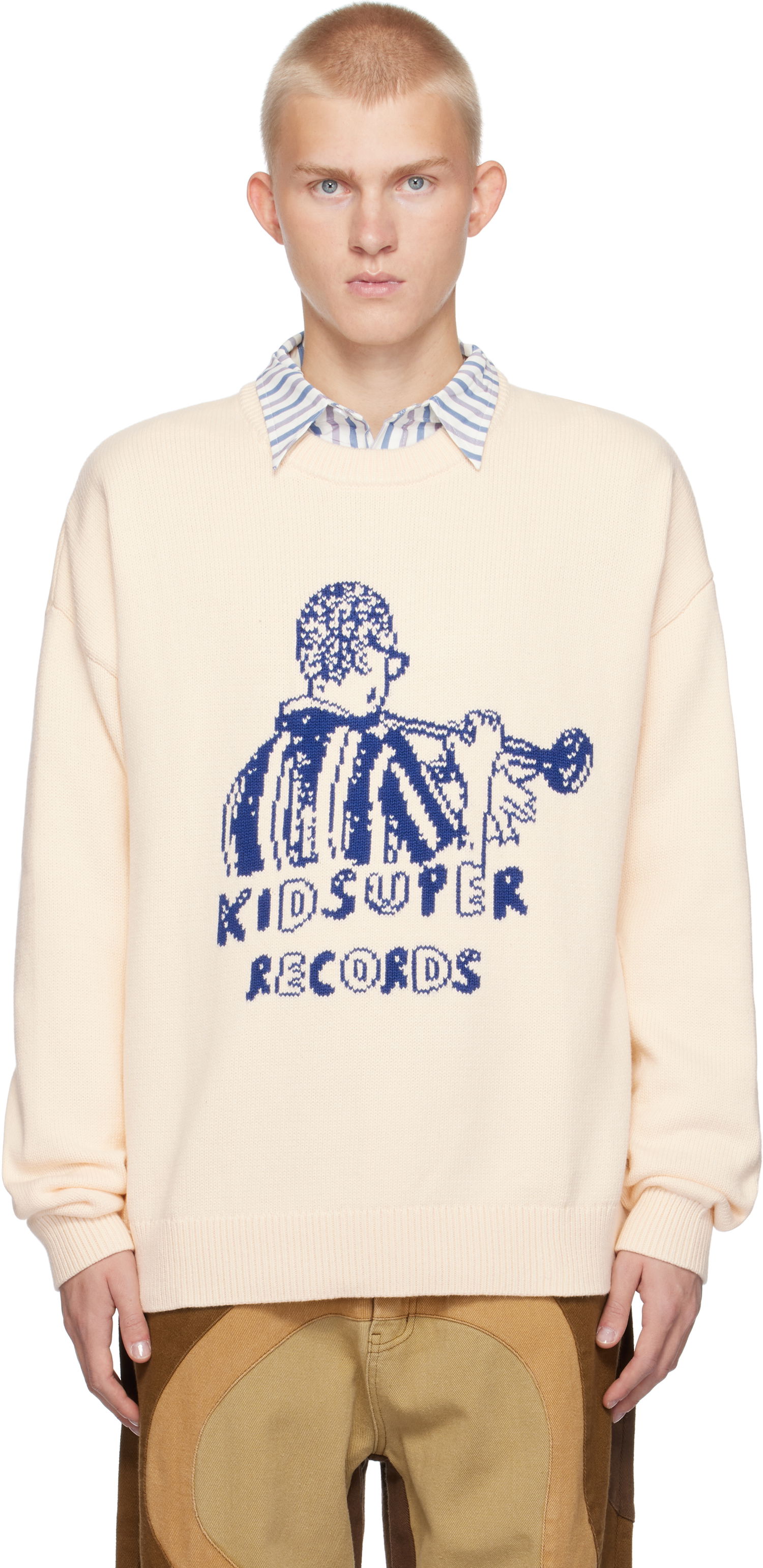 Sveter KidSuper Sweater Records Béžová | AW24-SW-10, 0