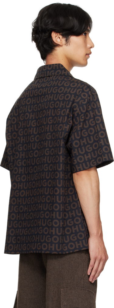Košeľa BOSS Oversized-Fit Printed Cotton Poplin Shirt Zelené | 50545377, 3