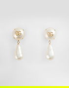 Teardrop Pearl Earrings with Logo