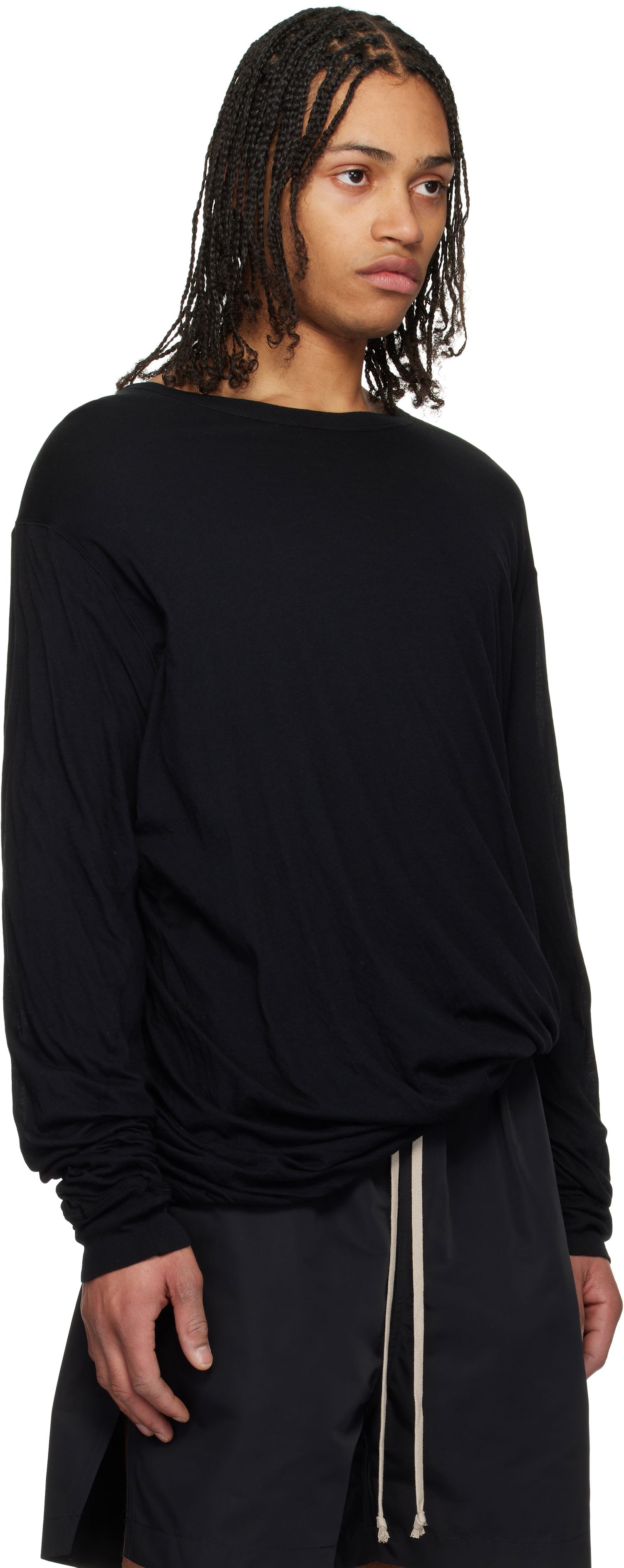 Tričko Rick Owens Rick Owens Hollywood Jumbo Double Long Sleeve T-Shirt Čierna | RU01E5258 UC, 1