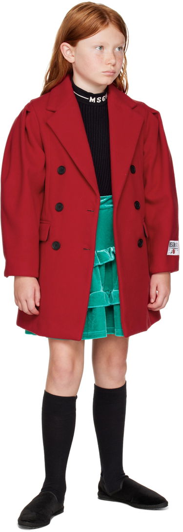 Kabáty MSGM MSGM Kids Double-Breasted Coat Červená | MS029142, 3