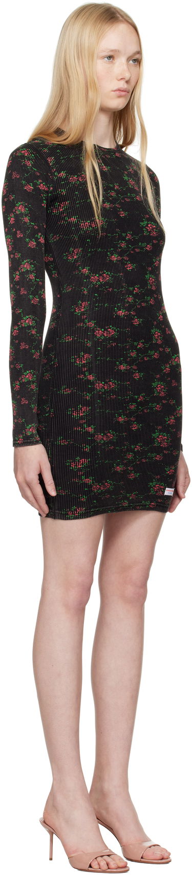Šaty Alexander Wang Alexander Wang Floral-Print Ribbed Mini Dress Čierna | 8C1246646P, 1