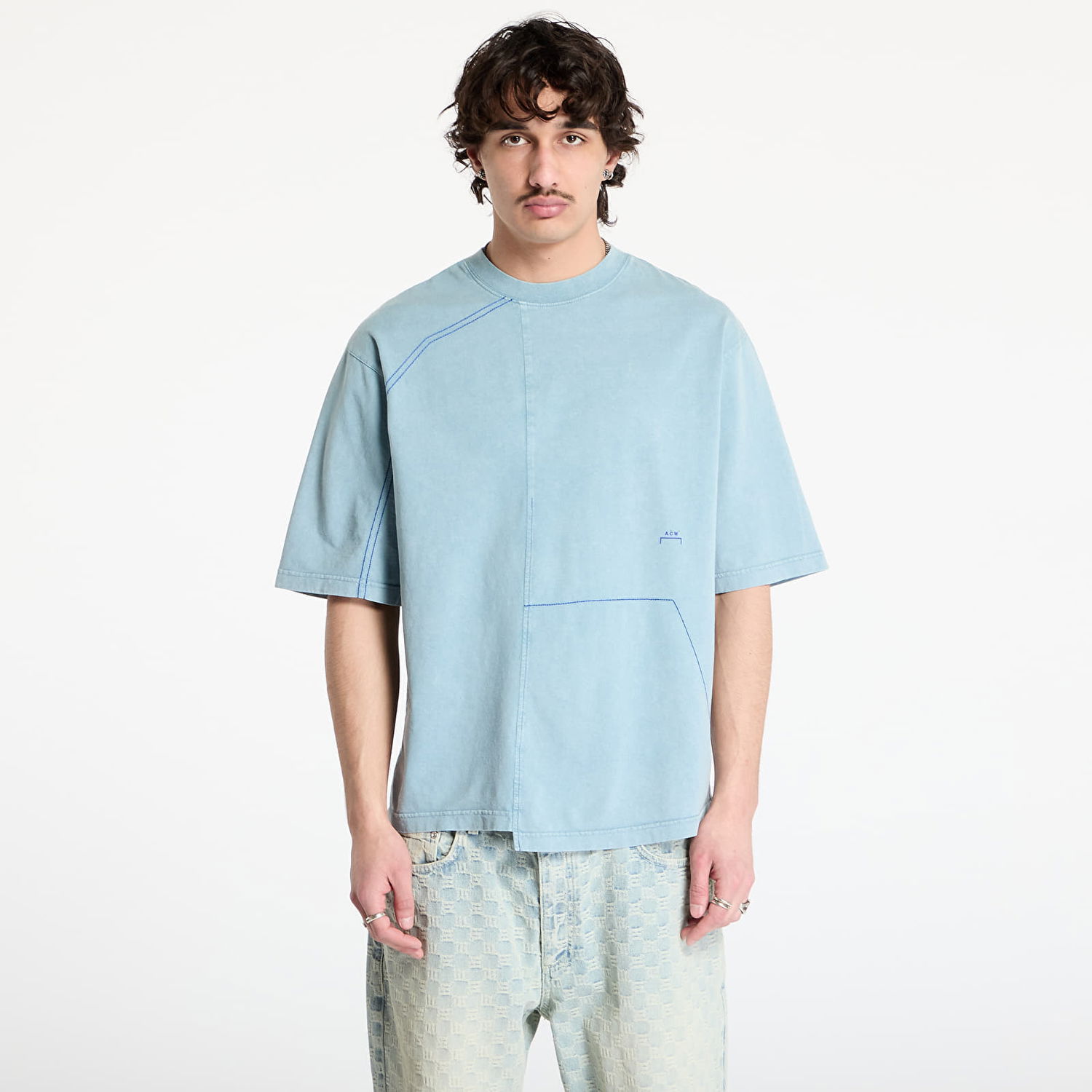 Tričko A-COLD-WALL* A-COLD-WALL* Oblique T-Shirt Modrá | ACWMTS208 Grey-Green/ Olive Grey, 0