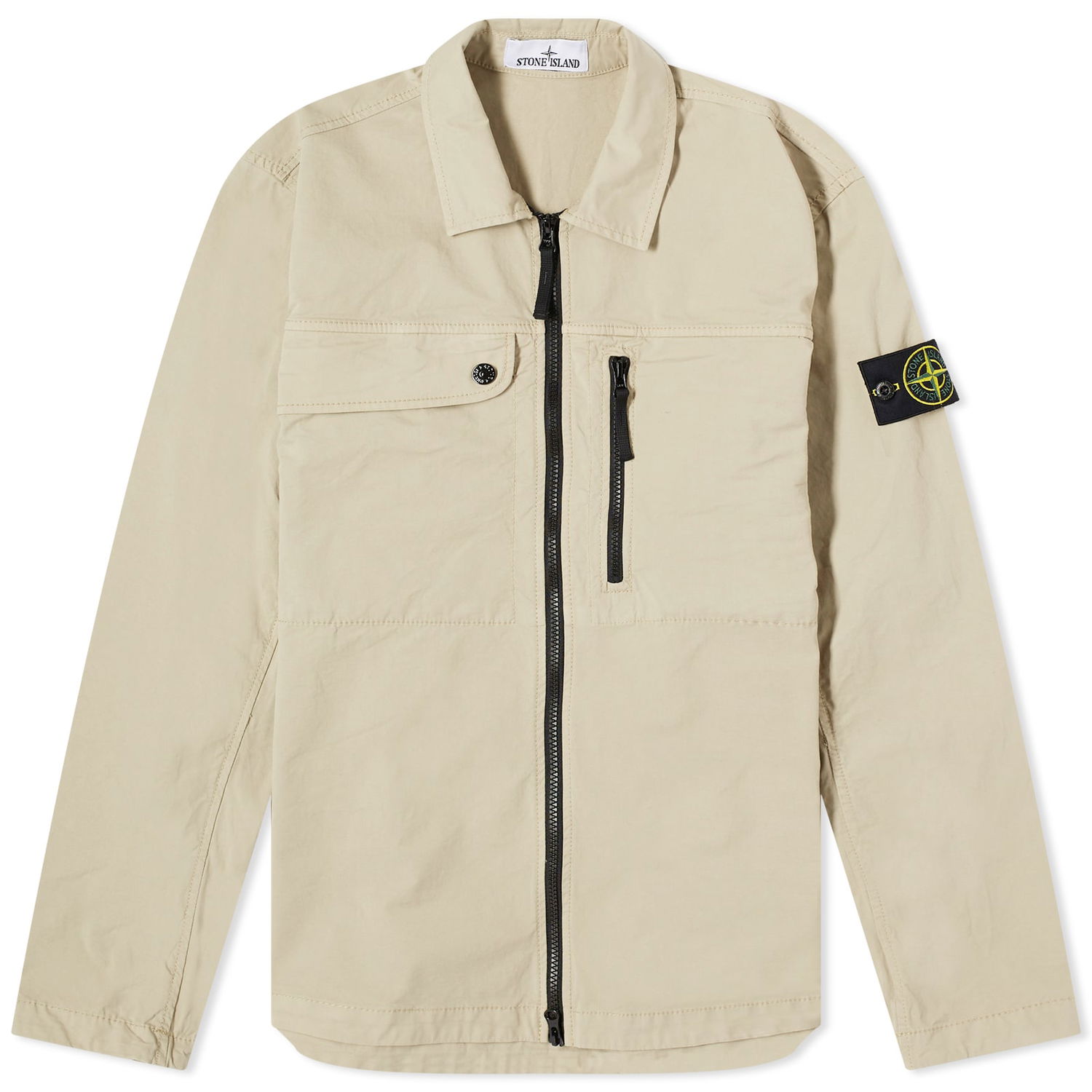 Bunda Stone Island Supima Cotton Twill Stretch-TC Zip Shirt Jacket Béžová | 801510210-V0095, 0